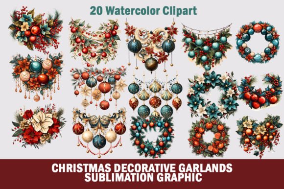 Christmas Decorative Garland Sublimation Graphics for Your Designs