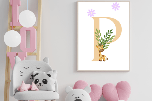 Decorative Letter P with Animal Wall Art
