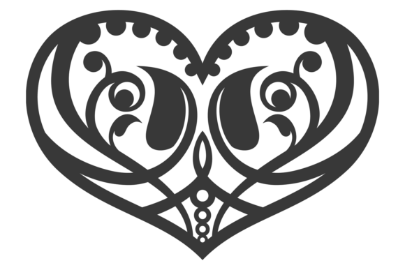 Heart Stencil: Black Romantic Decorative for Bold Design