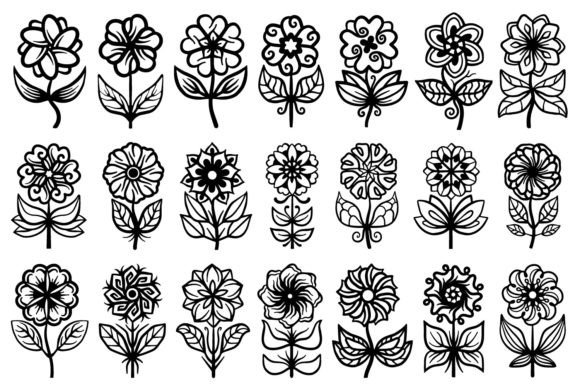 Stylized Botanicals: The Abstract Decorative Floral Set