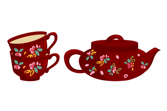 Tea Set in Cute Color Style: A Decorative Typeface Guide